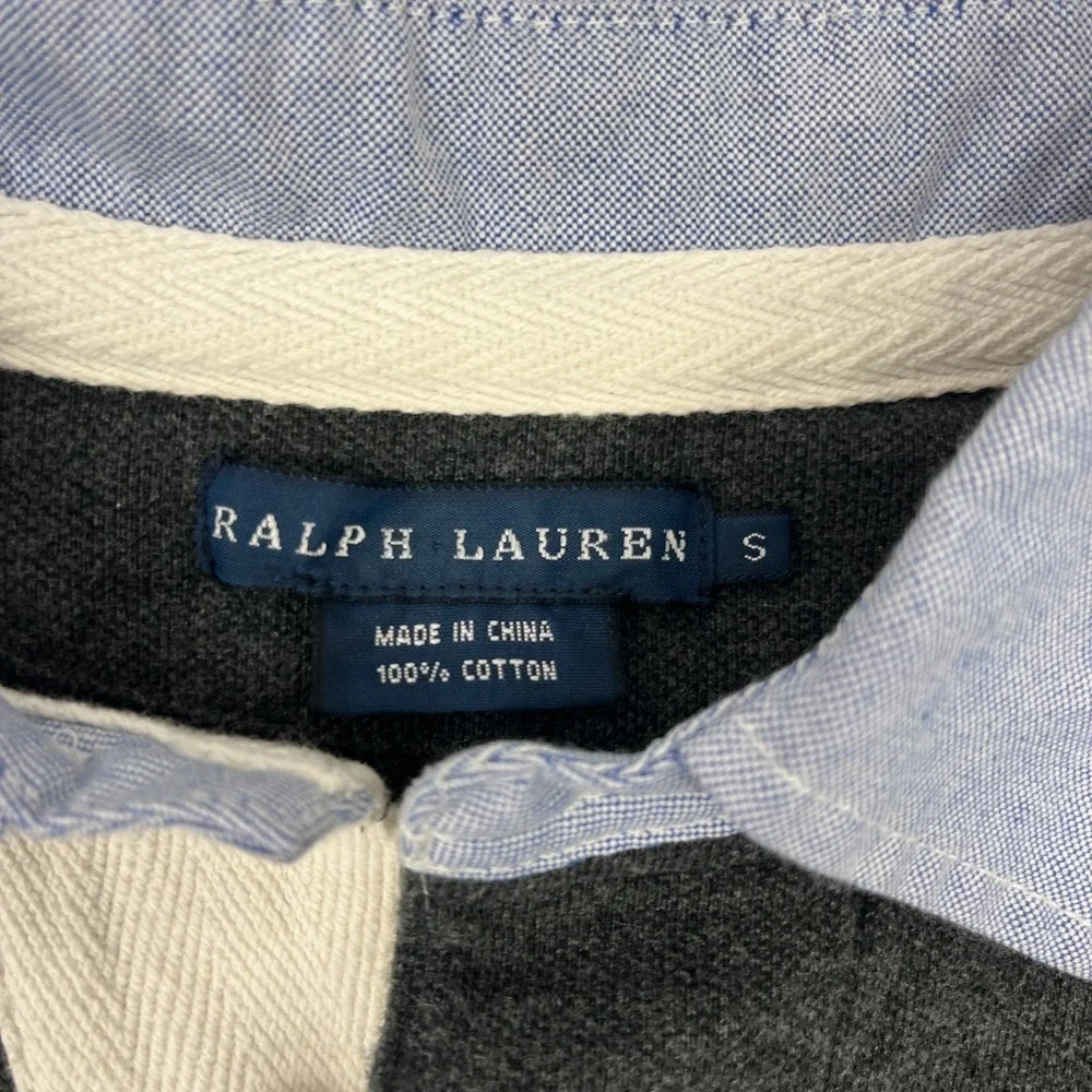 Vintage Ralph Lauren Shirt Dress Crest Cotton Polo L/S Size S Gray Y2K Preppy
